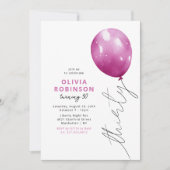 Trendy Pink Balloon 30th Birthday Kaart (Voorkant)