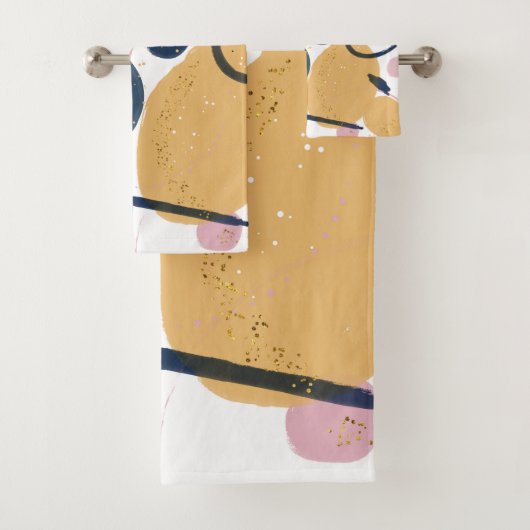 Trendy Pink Blue Strokes Abstracte Creative Art Bad Handdoek (Insitu)