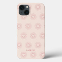 Trendy Pink Boho Heart gepersonaliseerd