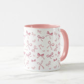 Trendy Pink Bows and Ribbons Pattern Two-Tone Mug (Devant droit)