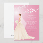 Trendy Pink BRUNETTE Bride Vrijgezellenfeest Invit Kaart (Voorkant / Achterkant)