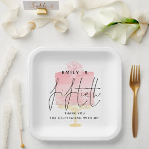 Trendy Pink Cake Name 50th Birthday Bedankt Papieren Bordje