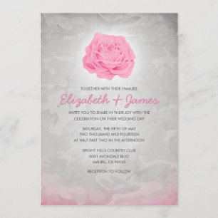 Trendy Pink Camo Wedding Invitations Kaart