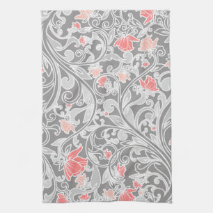 Trendy Pink en Grijze Zwemvaar Floral Theedoek