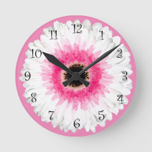  "Trendy Pink Flower Wall Declokken" Ronde Klok