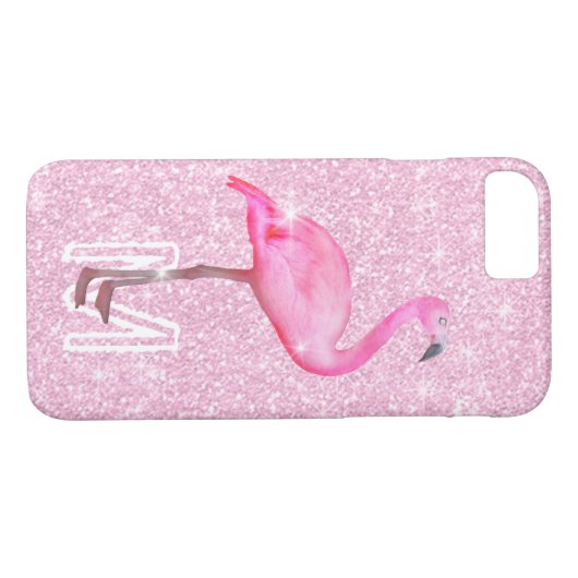 Trendy Pink Glitter Tropical Flamingo Modern Case-Mate iPhone Case (Achterkant (Horizontaal))