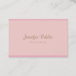 Trendy Pink Gold Hand Script Modern Elegant Plain Visitekaartje