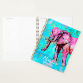 Trendy Pink Gold Turquoise Elephant School Jaar Planner (Display)