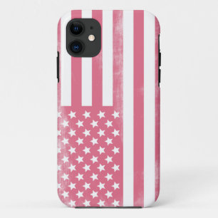 Trendy Pink Grunge American Flag iPhone 11 Hoesje