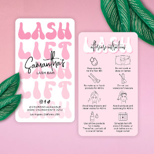 Trendy Pink Lash Lift & Tint Aftercare Retro Salon Visitekaartje