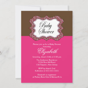 Trendy Pink Leopard Lijst Baby shower Uitnodiging