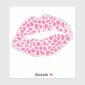 Trendy Pink Leopard Print Kiss - Contour Sticker (Vel)