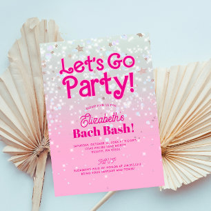Trendy Pink Let's Go Party Bachelorette Party Kaart
