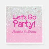 Trendy Pink Let's Go Party Verjaardag Servet (Voorkant)