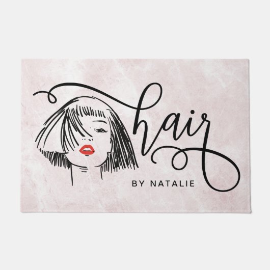 Trendy Pink Marble Hair Chic Deurmat (Voorkant)