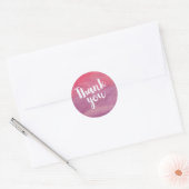 Trendy Pink Paarse Waterverf Dank u wel Ronde Sticker (Envelop)