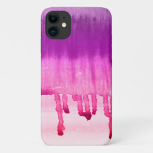 Trendy Pink Paarse Waterverf Ombre Design iPhone 11 Hoesje