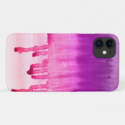 Trendy Pink Paarse Waterverf Ombre Design Case-Mate iPhone Case (Achterkant (horizontaal))