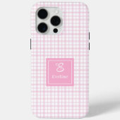 Trendy Pink Plaid iPhone Case Clear Monogram Gift (Achterkant)