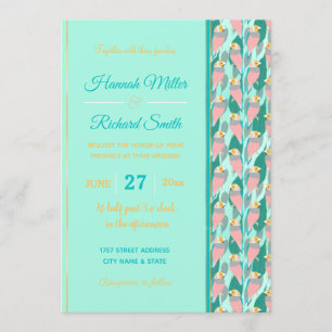 Trendy Pink Rainbow Finch Bird & Green Foliage Kaart