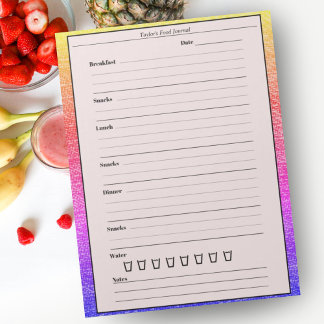 Trendy Pink Rainbow Food Journal Daily Meal Diary Notitieblok