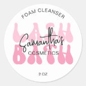 Trendy Pink Retro Font Lash Extensions Cleanser Ronde Sticker (Voorkant)