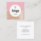 Trendy Pink Rose Gold Sequin Hair Stylist Salon Vierkante Visitekaartje (Voorkant / Achterkant)