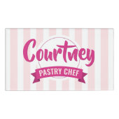 Trendy Pink Stripes Cake Baker Pastry Chef Naambadge (Voorkant)