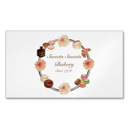 Trendy Pink Sweets Bakery Waterverf Floral Magnetisch Visitekaartje