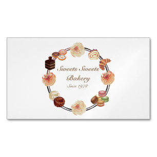 Trendy Pink Sweets Bakery Waterverf Floral Magnetisch Visitekaartje