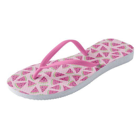 Trendy Pink Tropical Watermelon Pattern Teenslippers (Schuin)