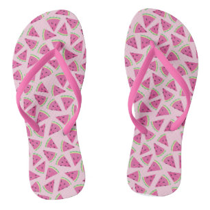 Trendy Pink Tropical Watermelon Pattern Teenslippers
