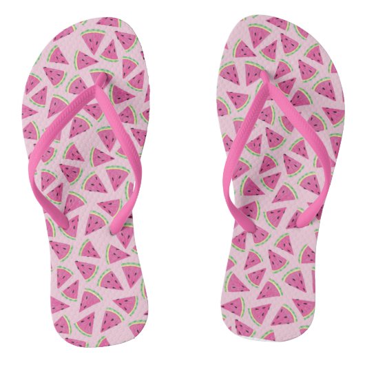 Trendy Pink Tropical Watermelon Pattern Teenslippers (Voetbed)