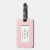 Trendy Pink & White stripe monogram bagagelabel (Achterkant verticaal)