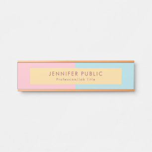 Trendy Pink Yellow Blue Moderne Sjabloon Roos Gold Deurbordje