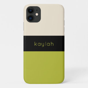 Trendy Pistache Groen Kleurenblok met Naam iPhone 11 Hoesje