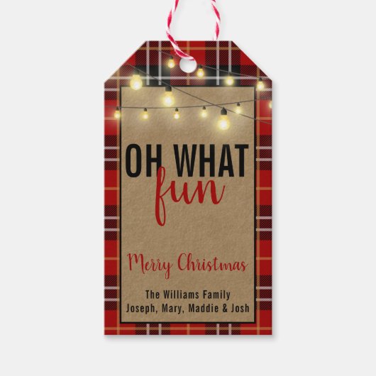 Trendy Plaid | Rood en zwart geruite leuke typogra Cadeaulabel (Voorkant)