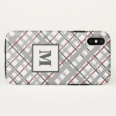 Trendy Plaid Silver Red Grey Monogram Case-Mate iPhone Case (Achterkant (horizontaal))