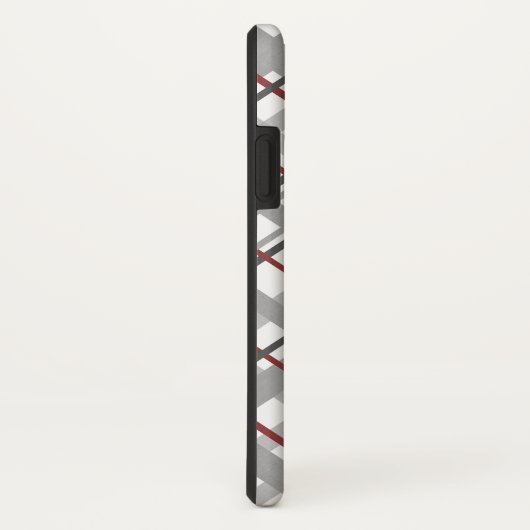 Trendy Plaid Silver Red Grey Monogram Case-Mate iPhone Case (Achterkant / rechts)