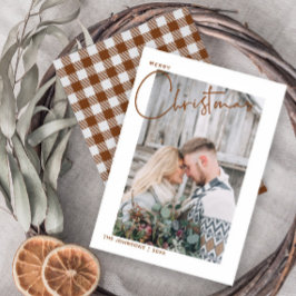 Trendy Plaid Vrolijk Kerstscript Foto Feestdagenkaart