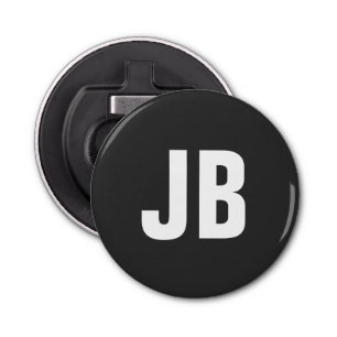 Trendy plain eenvoudige vet monogram initialen zwa button flesopener