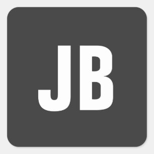 Trendy plain eenvoudige vet monogram initialen zwa vierkante sticker