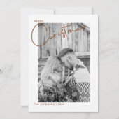 Trendy Plakt Vrolijk Kerstscript Foto eerst Feestdagenkaart (Voorkant)