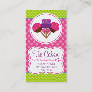 Trendy Polka Dot Cake Pop Cupcake Bakery Design Visitekaartje