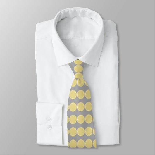 Trendy Polka Dot Pattern - Geel op Grijs Stropdas (Gebonden)