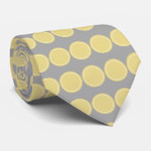 Trendy Polka Dot Pattern - Geel op Grijs Stropdas (Opgerold)