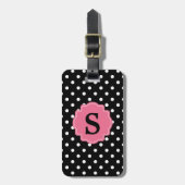 Trendy Polka Dot Pattern Monogram Bagagelabel (Voorkant verticaal)