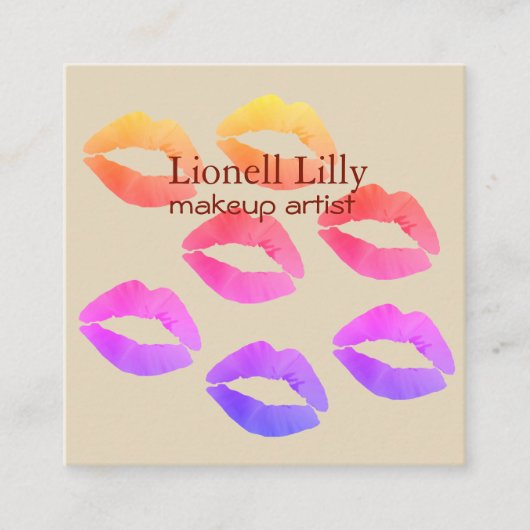 Trendy Pop Make-up Artiest Square Visitekaartje (Voorkant)