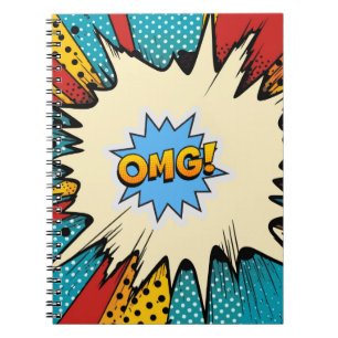 Trendy popart Moderne retro OMG jaren 50 rood blau Notitieboek