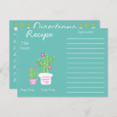 Trendy potcactus recept briefkaart (Voorkant / Achterkant)